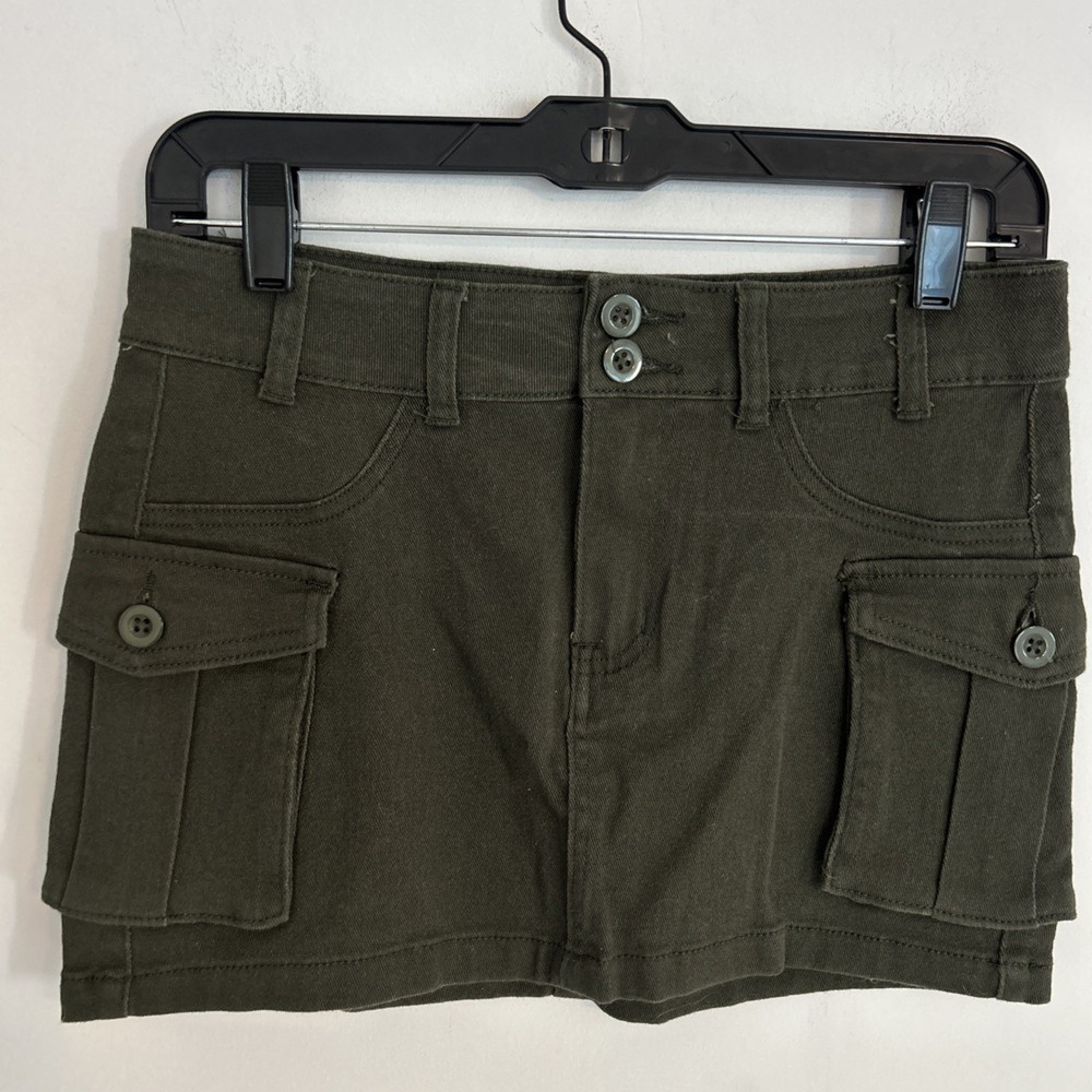 Size‎ Small Olive Green Cargo Mini Skirt Denim Straighten Fit
